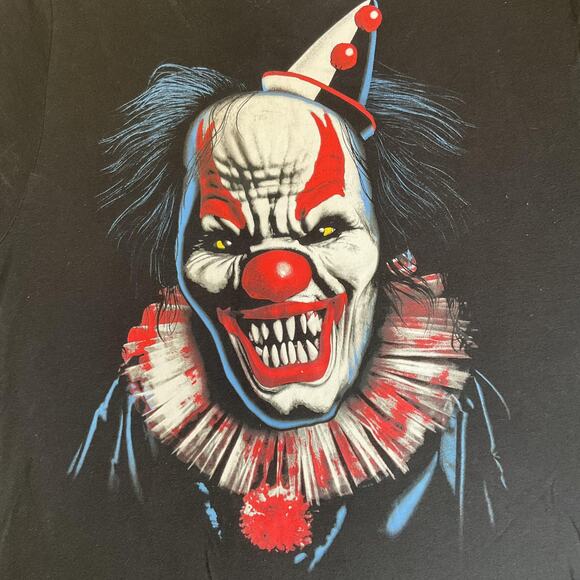 Way To Celebrate! Men Shirt S (34-36) Black Graphic Print Evil Clown Halloween - Picture 8 of 8